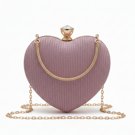 Shiny Heart Shape HandBag