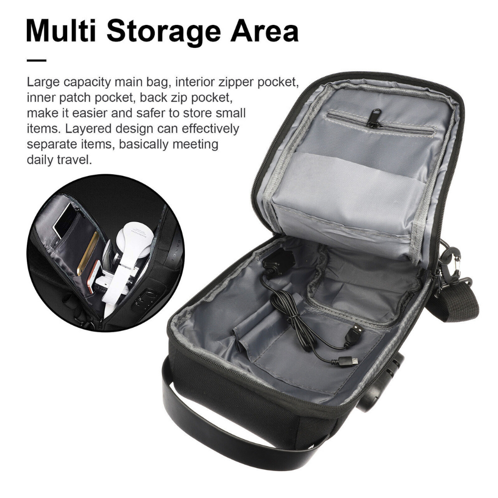 Waterproof Anti-Theft Chest Bag Backpack USB